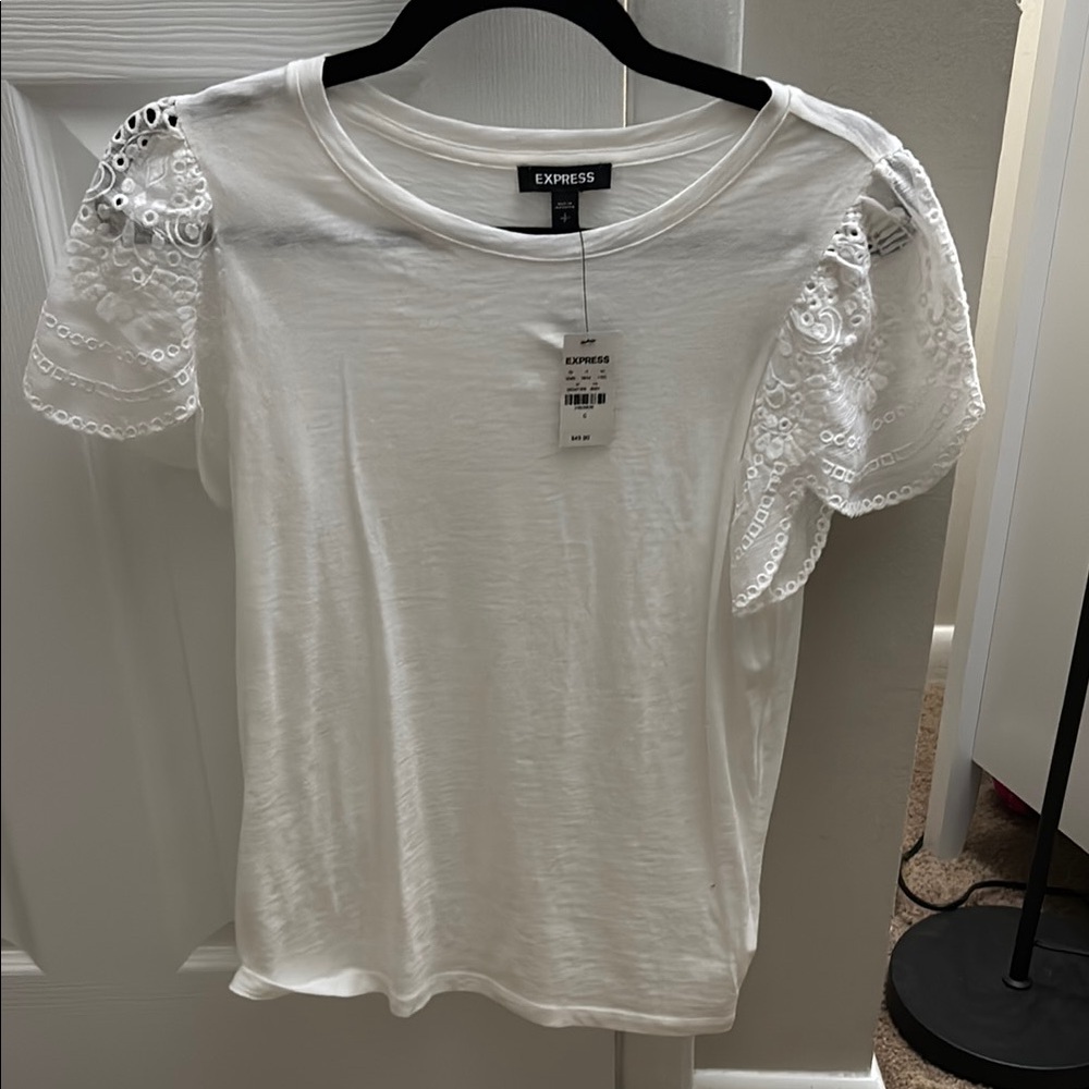 Express White Short Sleeve Tee